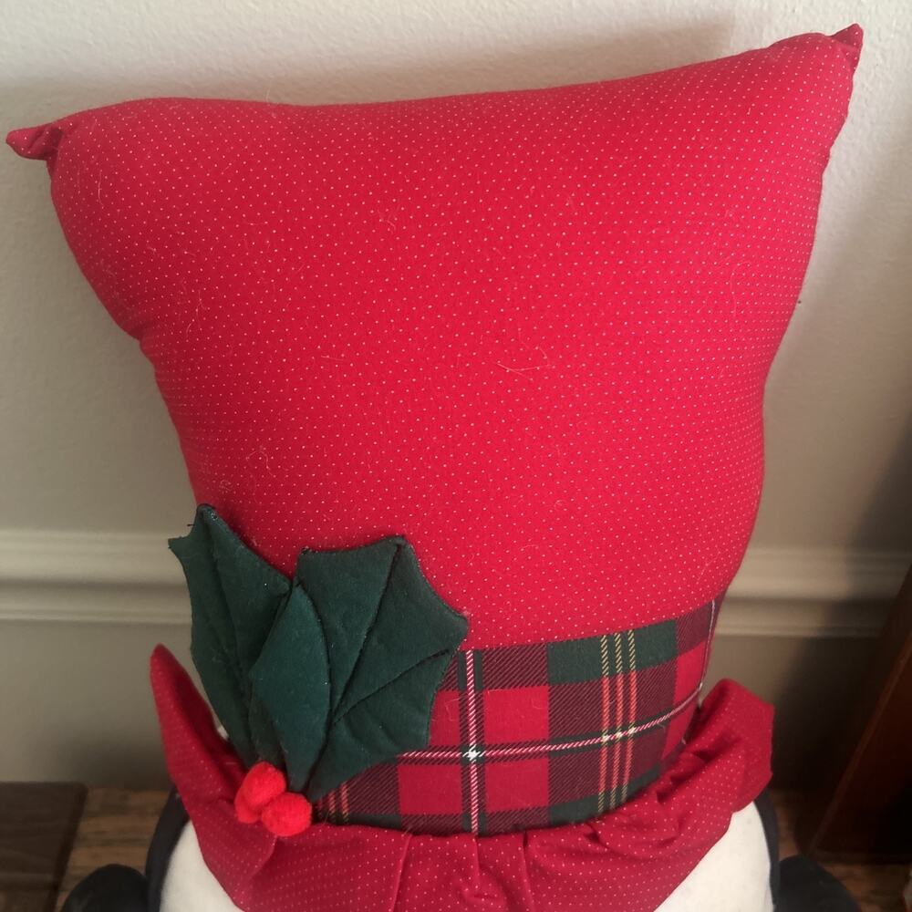 Snowman Vintage Stuffed Christmas Hanging Pillow Head Scarf 19” Tall Holiday - Picture 5 of 9
